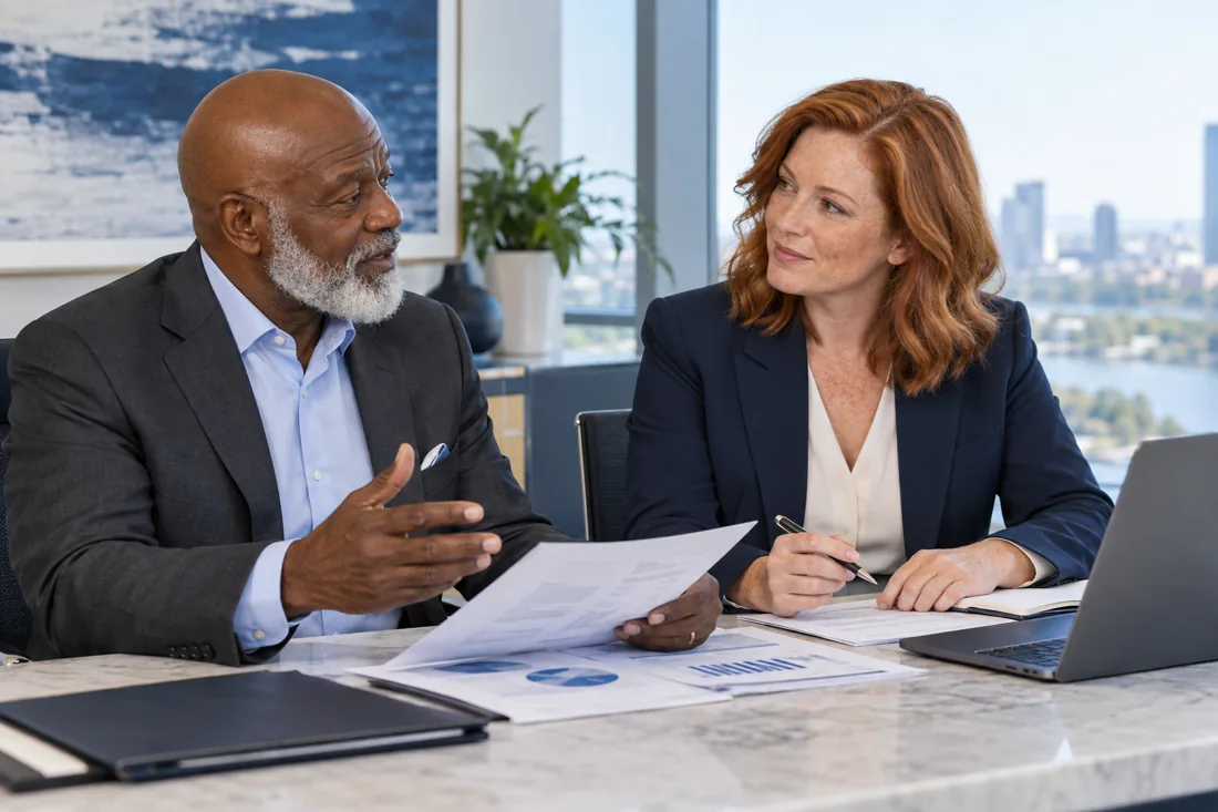 Professional reviewing administrative supporting documents for travel and hospitality