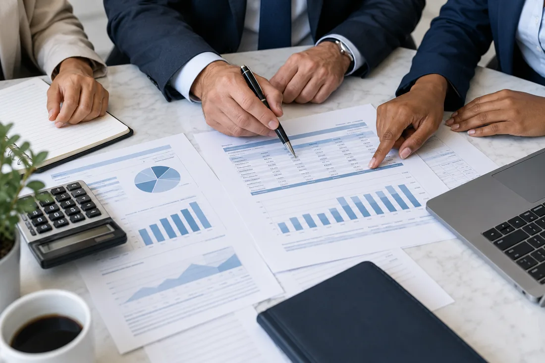 Professional reviewing administrative supporting documents for logistics and trade