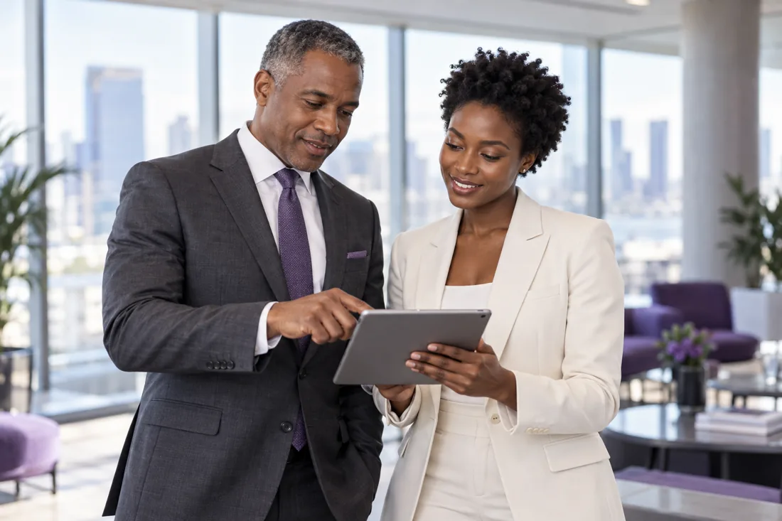 Professional reviewing administrative supporting documents for legal services